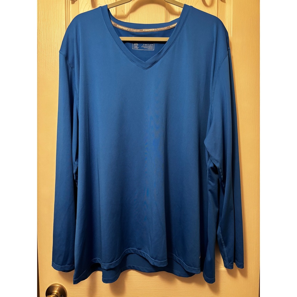 Arctic Cool Mens 3XL Blue Hydrofreeze X V-Neck Long Sleeve Cooling Shirt Active